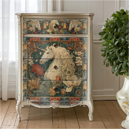 Middeleeuwse bloem William Morris stijl eenhoorn Tissuepapier