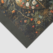Middeleeuwse bloemen compositie met gouden hart - tissuepapier (Detail)