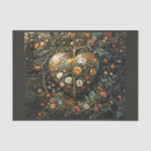 Middeleeuwse bloemen compositie met gouden hart - tissuepapier (Voorkant)