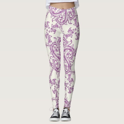 middeleeuwse bloempatroonleggingen leggings (Voorkant)