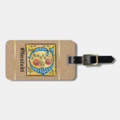 Middeleeuwse bloemrijke geïllustreerde letter O mo Bagagelabel (Voorkant horizontaal)