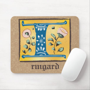 Middeleeuwse bloemrijke verluchte letter I monogra Muismat