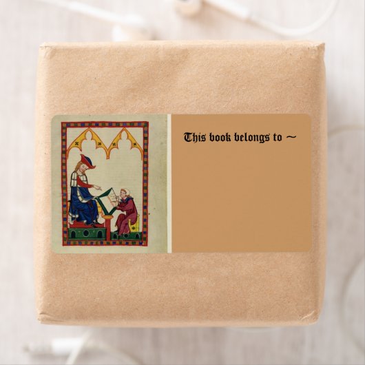 Middeleeuwse boekenplaat etiket (Insitu)