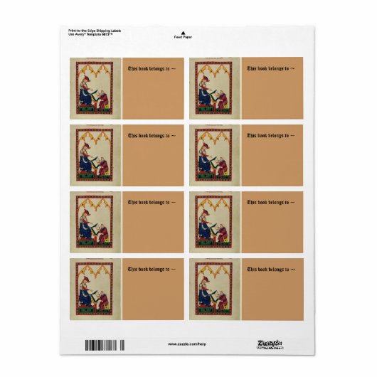 Middeleeuwse boekenplaat etiket (Full Sheet)
