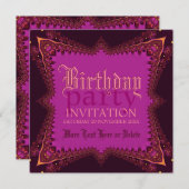 Middeleeuwse Boheemse Meisje Roze Party Uitnodigin Kaart (Voorkant / Achterkant)