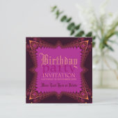 Middeleeuwse Boheemse Meisje Roze Party Uitnodigin Kaart (Staand voorkant)