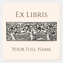 Middeleeuwse bomen Ex Libris boekplaat, Boeklabels Vierkante Sticker