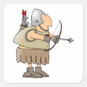 Middeleeuwse Boogschutter Krijger Grappige Ridder Vierkante Sticker (Voorkant)