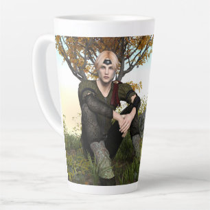 Middeleeuwse Bos Prins Fantasie Portret Latte Mok