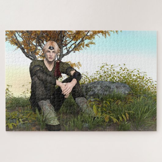 Middeleeuwse Bos Prins Fantasie Portret Legpuzzel (Horizontaal)