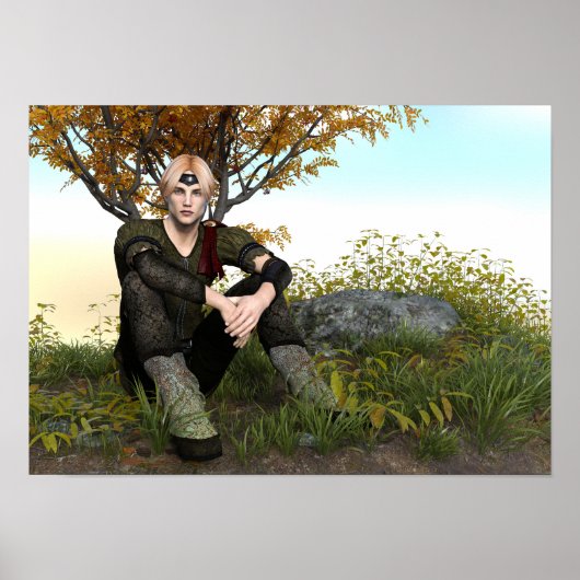Middeleeuwse Bos Prins Fantasie Portret Poster (Voorkant)