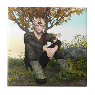 Middeleeuwse Bos Prins Fantasie Portret Tegeltje