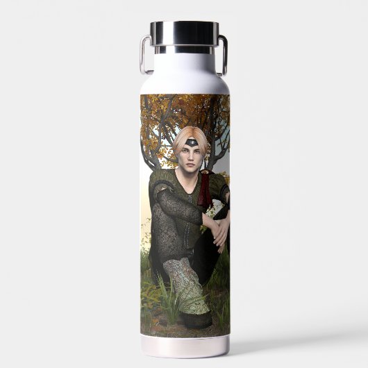 Middeleeuwse Bos Prins Fantasie Portret Waterfles (Voorkant)