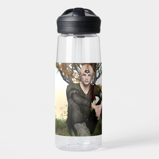 Middeleeuwse Bos Prins Fantasie Portret Waterfles (Voorkant)