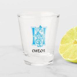 Middeleeuwse botanische decoratieve kapitaal N Shot Glas