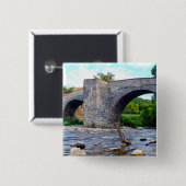 Middeleeuwse brug in Zubiri Vierkante Button 5,1 Cm (Voorkant /achterkant)