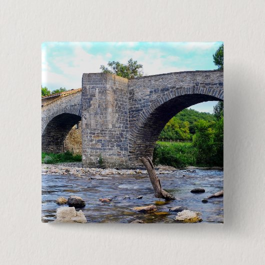 Middeleeuwse brug in Zubiri Vierkante Button 5,1 Cm (Voorkant)