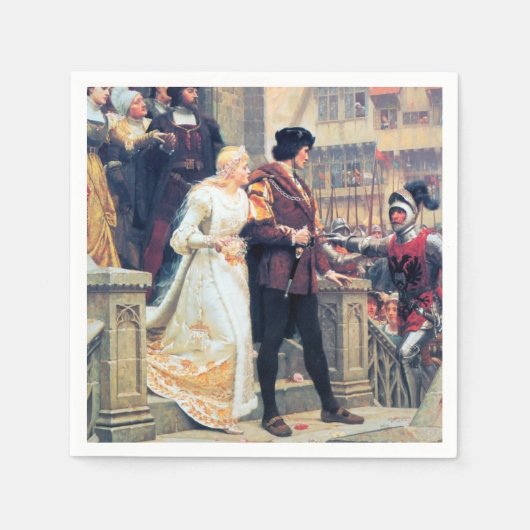 Middeleeuwse Bruid Bruidegom Ridder schilderij Servet (Voorkant)