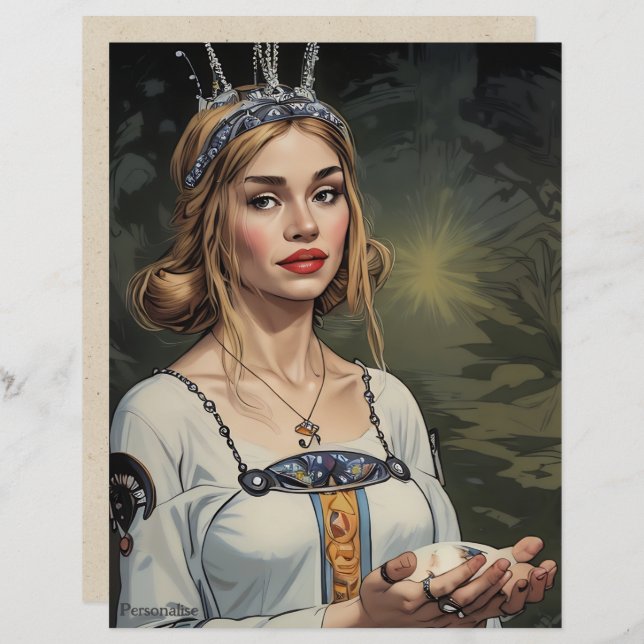  middeleeuwse bruid tiara plakboek papier (Voorkant / Achterkant)