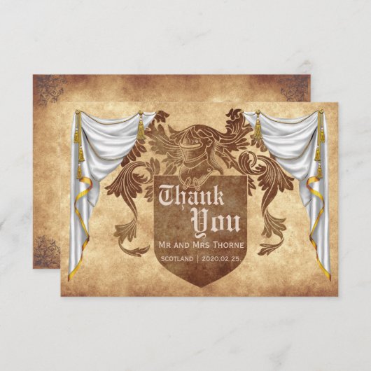 Middeleeuwse bruiloft bedankkaart (Voorkant / Achterkant)
