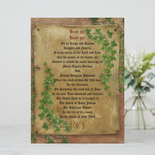 Middeleeuwse bruiloft Uitnodiging groot formaat (Staand voorkant)