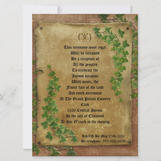 Middeleeuwse bruiloft Uitnodiging groot formaat (Achterkant)