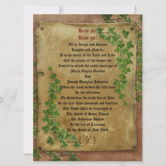 Middeleeuwse bruiloft Uitnodiging groot formaat (Voorkant)