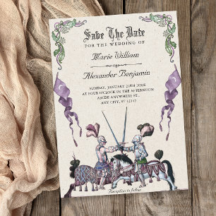 Middeleeuwse bruiloft van ridders save the date