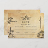 Middeleeuwse bruiloft website | RSVP QR-code Informatiekaartje (Voorkant / Achterkant)