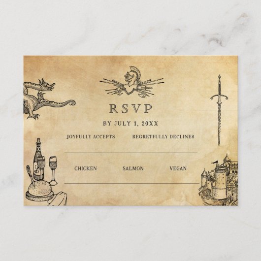 Middeleeuwse bruiloft website | RSVP QR-code Informatiekaartje (Voorkant)