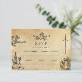 Middeleeuwse bruiloft website | RSVP QR-code Informatiekaartje (Staand voorkant)