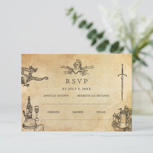 Middeleeuwse bruiloft website | RSVP QR-code Informatiekaartje (Staand voorkant)