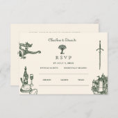 Middeleeuwse bruiloft website | RSVP QR-code Informatiekaartje (Voorkant / Achterkant)