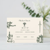 Middeleeuwse bruiloft website | RSVP QR-code Informatiekaartje (Staand voorkant)