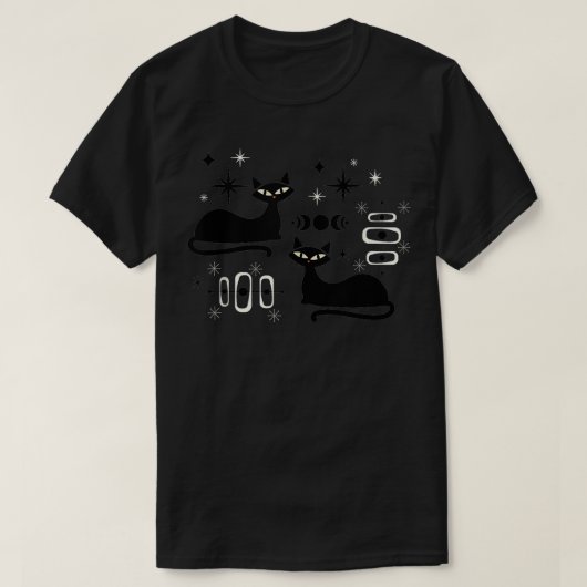 Middeleeuwse centrale kat-retro atoomtijdperk t-shirt (Design voorkant)