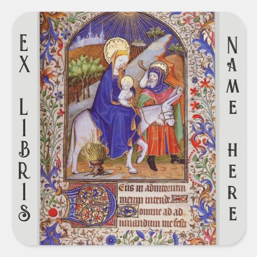 Middeleeuwse Christelijke boekenplank Vierkante Sticker (Voorkant)