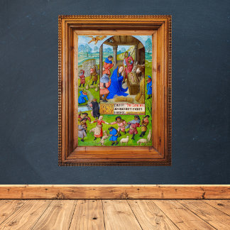 Middeleeuwse Christelijke kerststal Poster