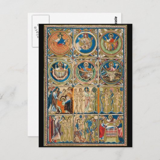 Middeleeuwse Christelijke Verluchte Handschrift  Briefkaart (Voorkant / Achterkant)