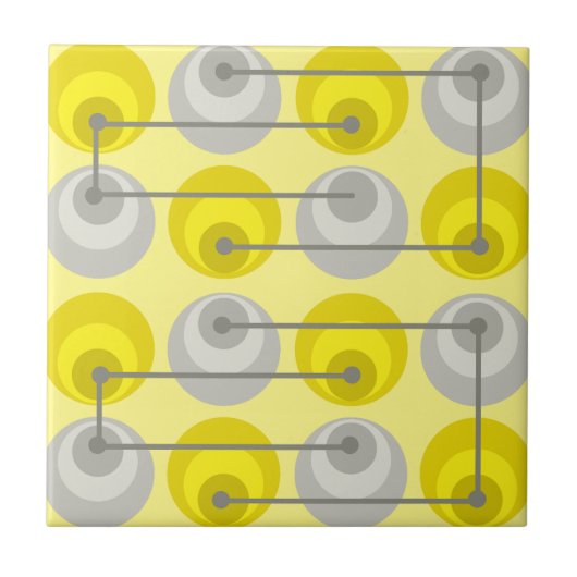 Middeleeuwse cirkels Geel Grijs Tegeltje (Voorkant)