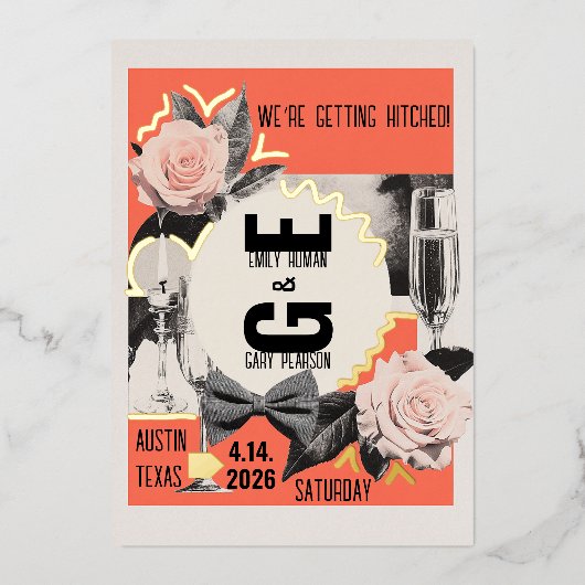 Middeleeuwse collage folie uitnodiging (Voorkant)