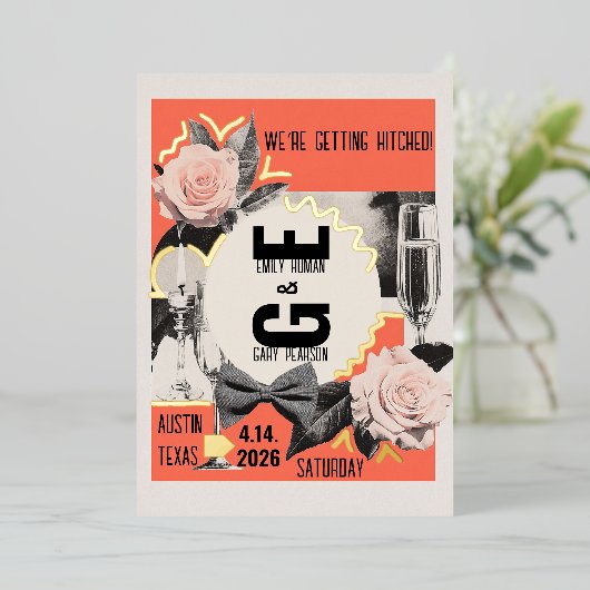 Middeleeuwse collage folie uitnodiging (Staand Voorkant)