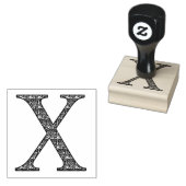 Middeleeuwse Damast Monogram Letter X Rubberstempel (Gestempeld)