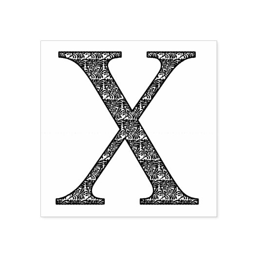 Middeleeuwse Damast Monogram Letter X Rubberstempel (Afrduk)