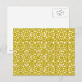 Middeleeuwse damastpatroon, mosterdgoud briefkaart (Voorkant / Achterkant)