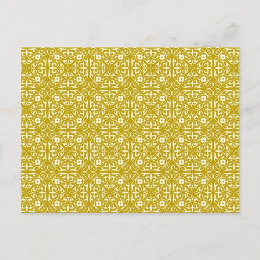 Middeleeuwse damastpatroon, mosterdgoud briefkaart (Voorkant)