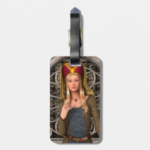 Middeleeuwse dame bagagelabel