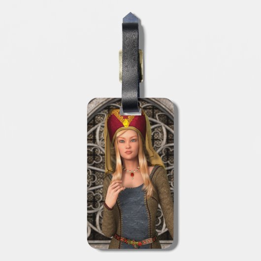 Middeleeuwse dame bagagelabel (Achterkant verticaal)