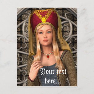 Middeleeuwse dame briefkaart