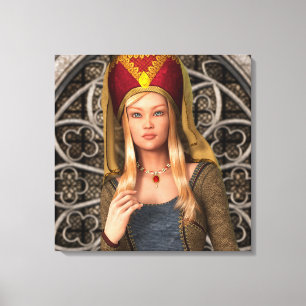 Middeleeuwse Dame Canvas Afdruk