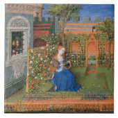 Middeleeuwse dame in de rozentuin tegeltje (Voorkant)